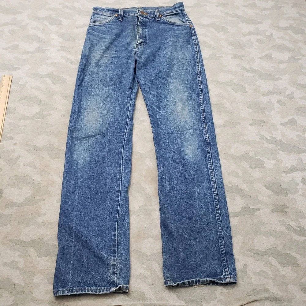 Vintage Wrangler 13MWZ Jeans Mens 32x34 Blue 13MWZ Whiskered Cowboy Cut Western